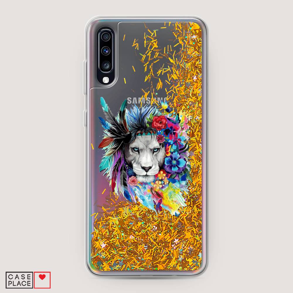 

Жидкий чехол с блестками "Гавайский лев" на Samsung Galaxy A70, 28190-1