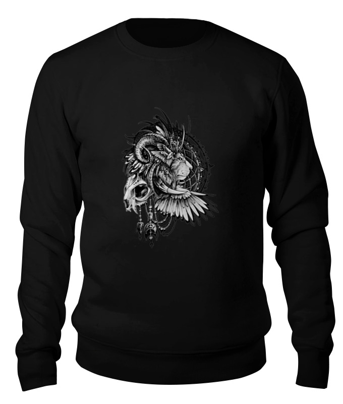 

Свитшот унисекс Printio Black-white lion черный XS, Black-white lion