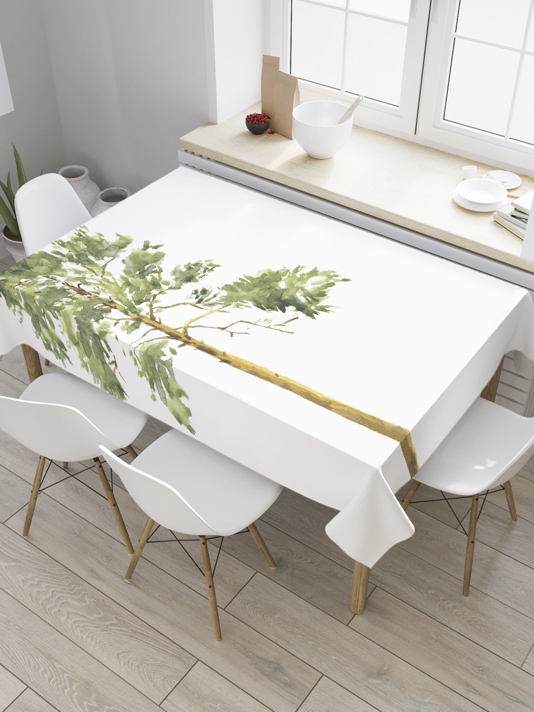 

Скатерть прямоугольная JoyArty "Высокая сосна" из сатена, 120x145 см, Зеленый, Высокая сосна