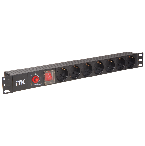 фото Itk ph12-7d3 pdu 7 розеток нем. ст, с led выкл, 1u, без шнура, вх. с14