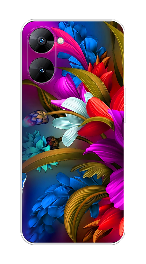 

Чехол на Realme V30 5G/V30T 5G "Фантастические цветы", Фиолетовый;красный;синий, 2513450-2