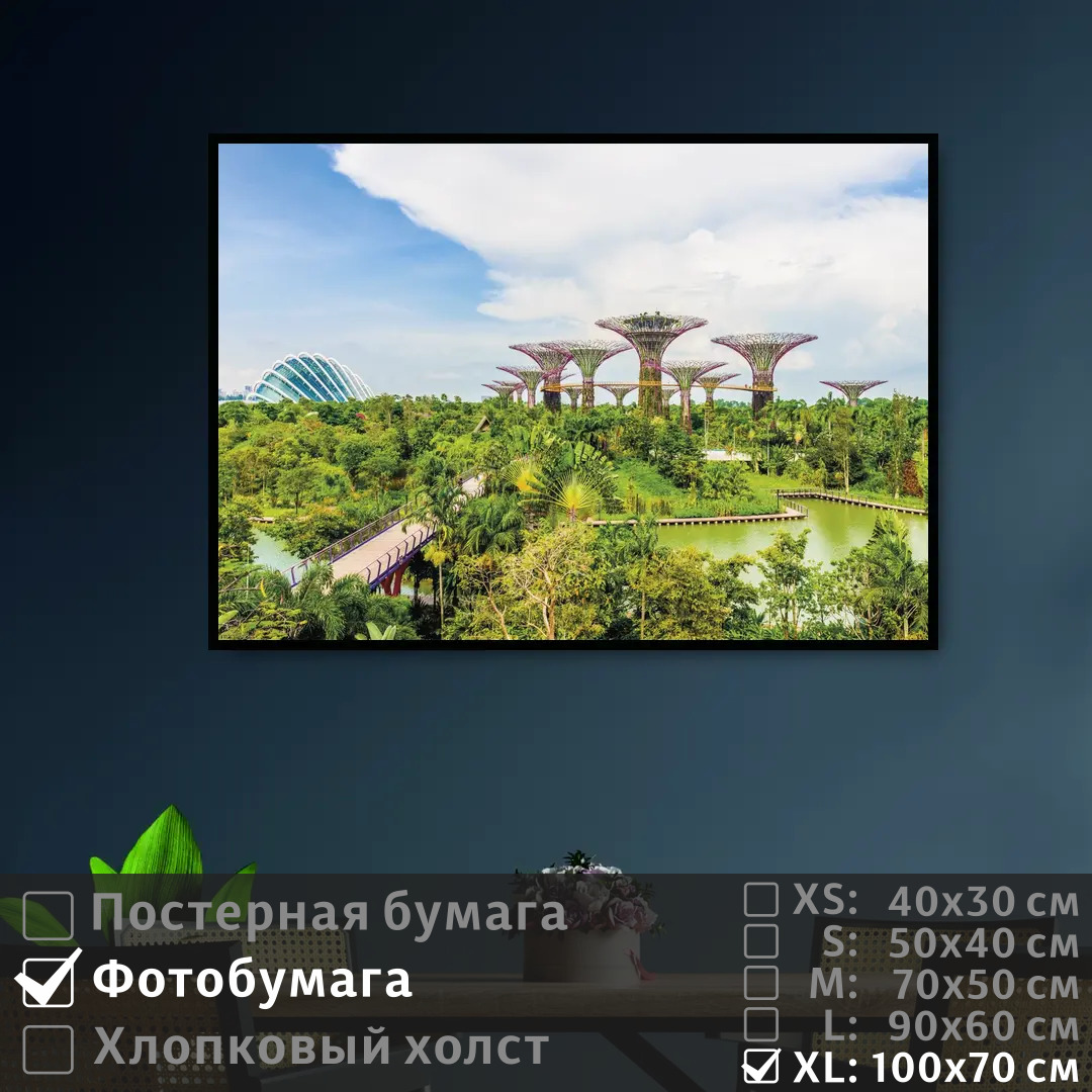 

Постер на фотобумаге ПолиЦентр Архитектура и зелень садов сингапур 100х70 см, АрхитектураИЗеленьСадовСингапур1