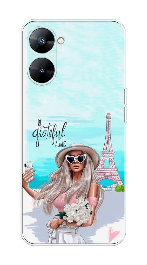 

Чехол на Realme V30 5G/V30T 5G "Селфи Париж", Голубой;бежевый, 2513450-6