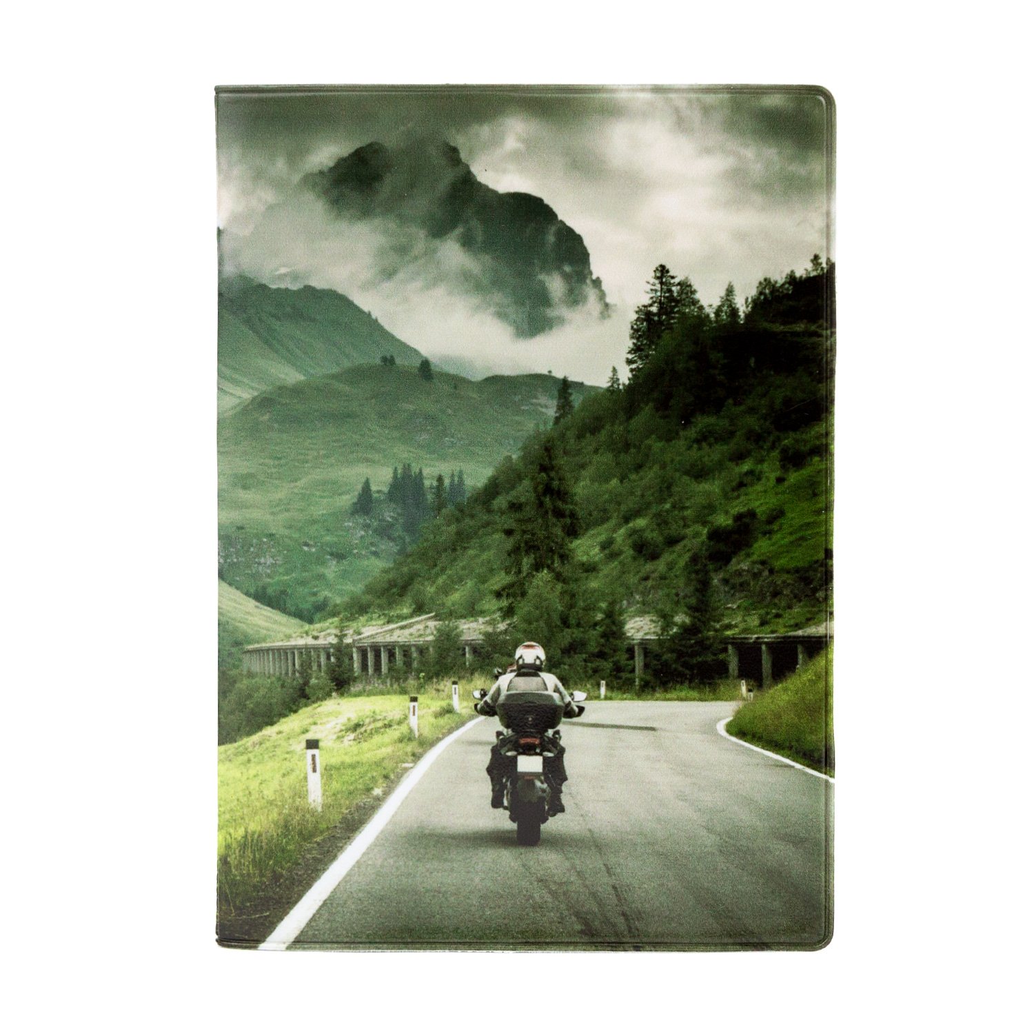 Обложка для автодокументов унисекс Kawaii Factory Мотоцикл в горах мультиколор
