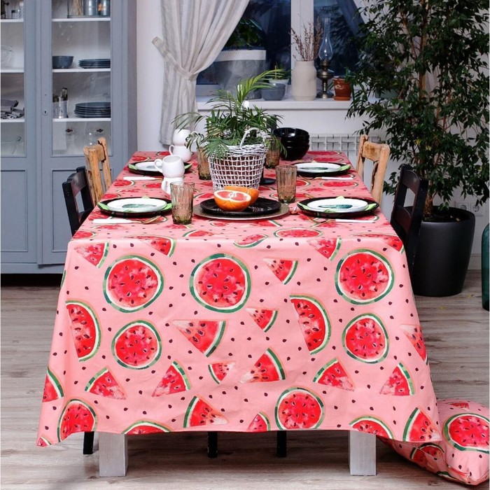 

Скатерть Этель "Арбузы", 150*220 см, репс,пл.130 г/м, 100% хлопок, Разноцветный, Этель: Арбузы