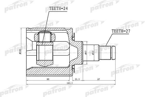 

ШРУС внутренний 27x47x24 TOYOTA LAND CRUISER PRADO 90 96-02 PATRON PCV1454