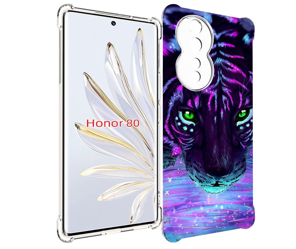 

Чехол MyPads Тигр-неон для Honor 80, Прозрачный, Tocco