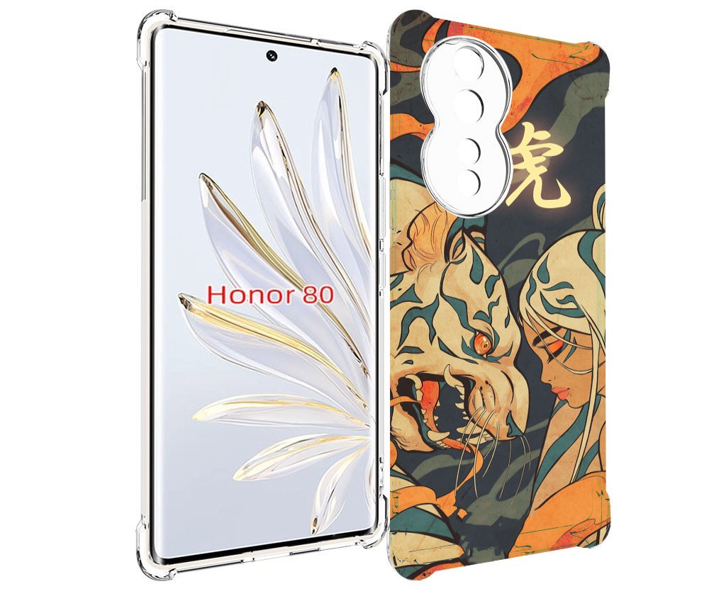 

Чехол MyPads Тигр и девушка друзья для Honor 80, Прозрачный, Tocco