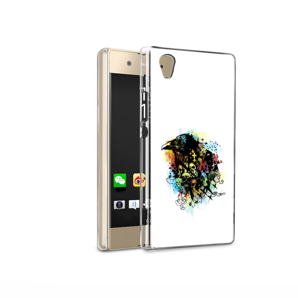 

Чехол MyPads Tocco для Sony Xperia XA1 Ultra ворон и черепа (PT67027.252.273), Прозрачный, Tocco