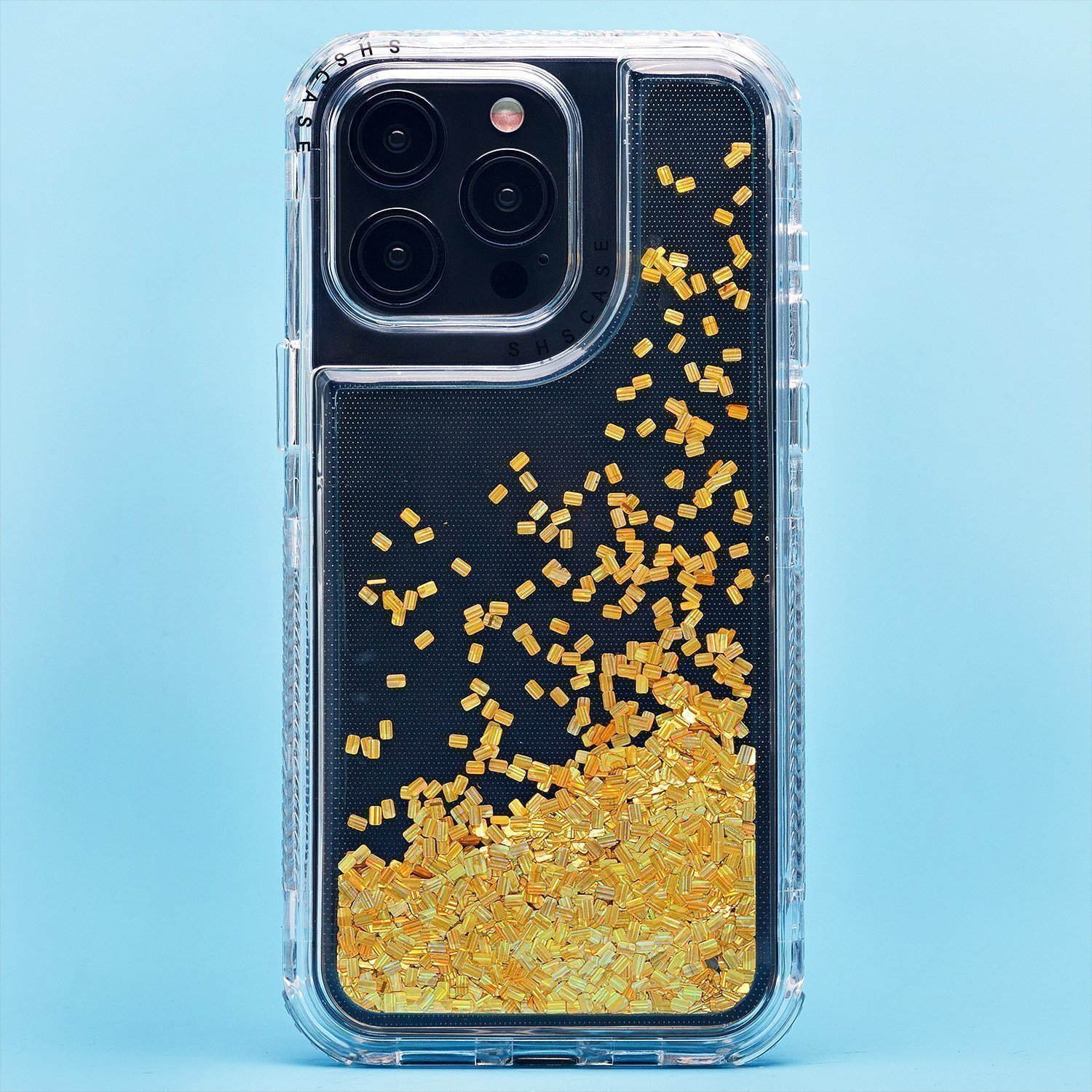 

Чехол для iPhone 15 Pro Max силиконовый с блестками 4 желтый