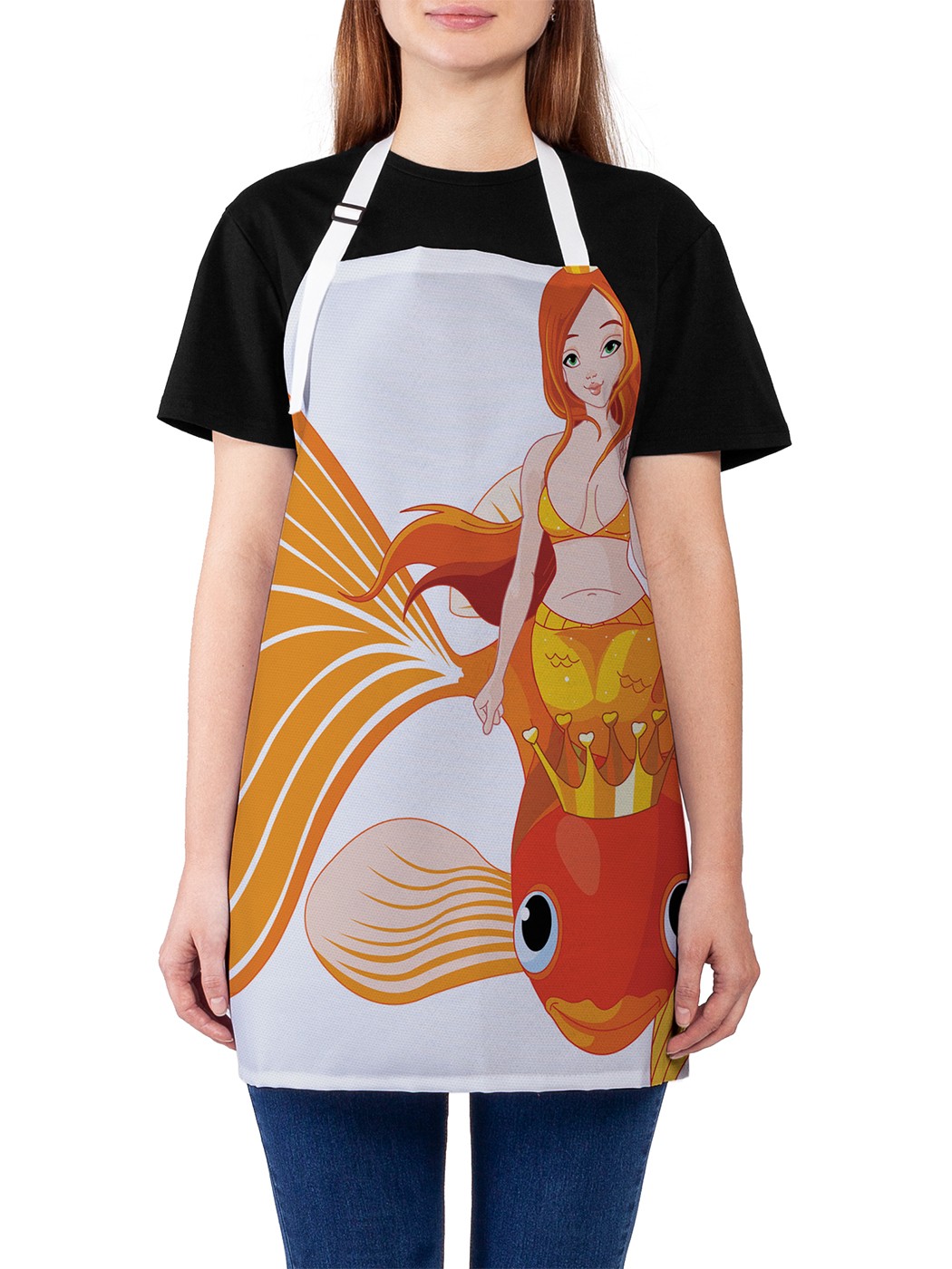 

Фартук женский JoyArty для готовки "Королевская русалка", универсальный размер, Розовый