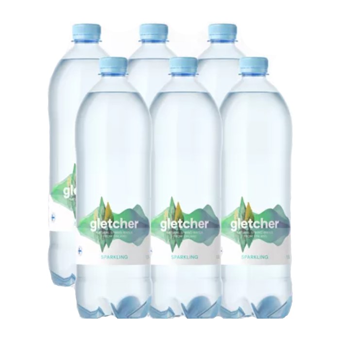 Вода природная питьевая Gletcher газированная ПЭТ 1,5 л 6 шт.