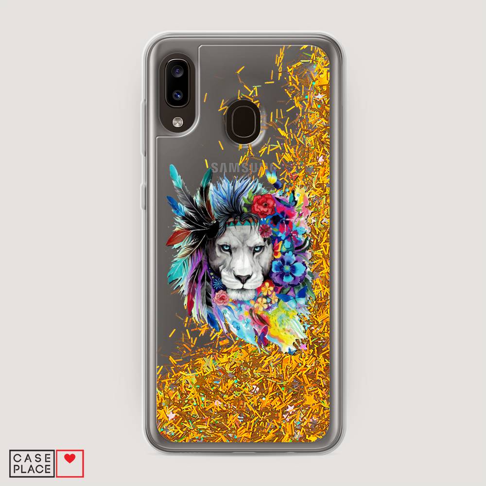

Жидкий чехол с блестками "Гавайский лев" на Samsung Galaxy A30, 27590-1