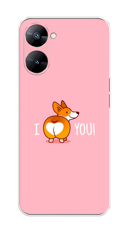 

Чехол на Realme V30 5G/V30T 5G "Корги I love you", Розовый;коричневый;белый, 2513450-1