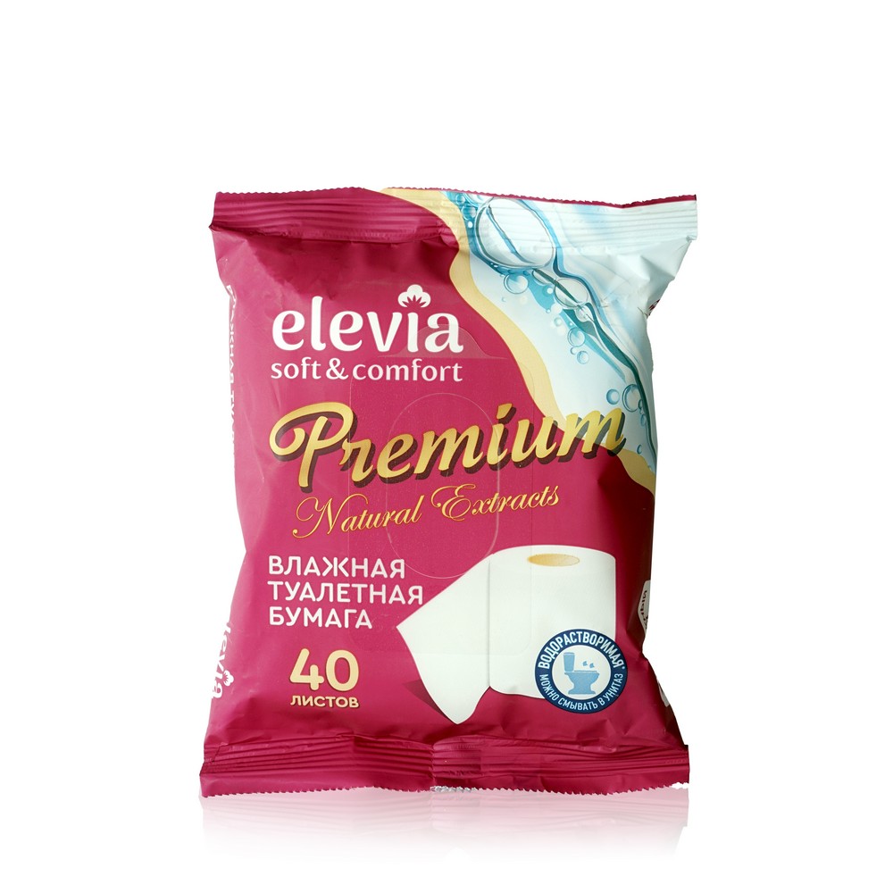 Влажная туалетная бумага Elevia Premium водорастворимая 40шт бумага туалетная для диспенсера 2 сл officeclean premium t2 мини рулон белая 200м 12шт