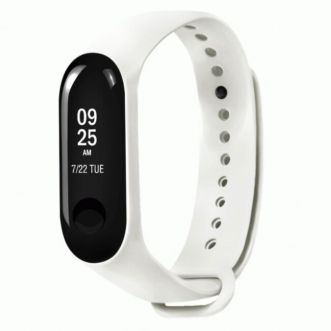 

Ремешок силиконовый для Xiaomi Mi Band 3/4 (14), белый, на кнопке