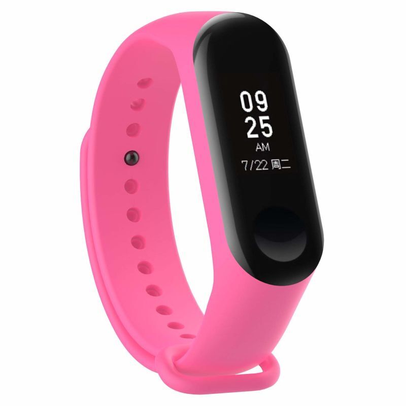 Ремешок силиконовый для Xiaomi Mi Band 3/4 (19), ярко-розовый, на кнопке