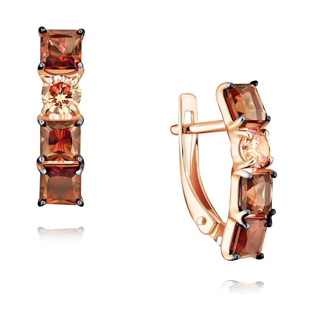 

Серьги из красного золота с раухтопазом/фианитом ADAMAS 24035366/01-А50Д-726, 24035366/01-А50Д-726