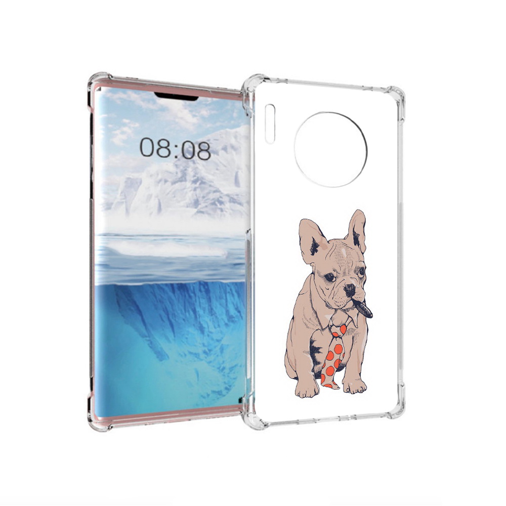 

Чехол MyPads Tocco для Huawei Mate 30 Pro бульдог с сигарой, Прозрачный, Tocco