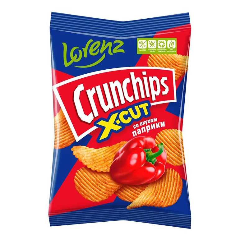 Чипсы картофельные Lorenz Crunchips X-Cut со вкусом паприки 70 г