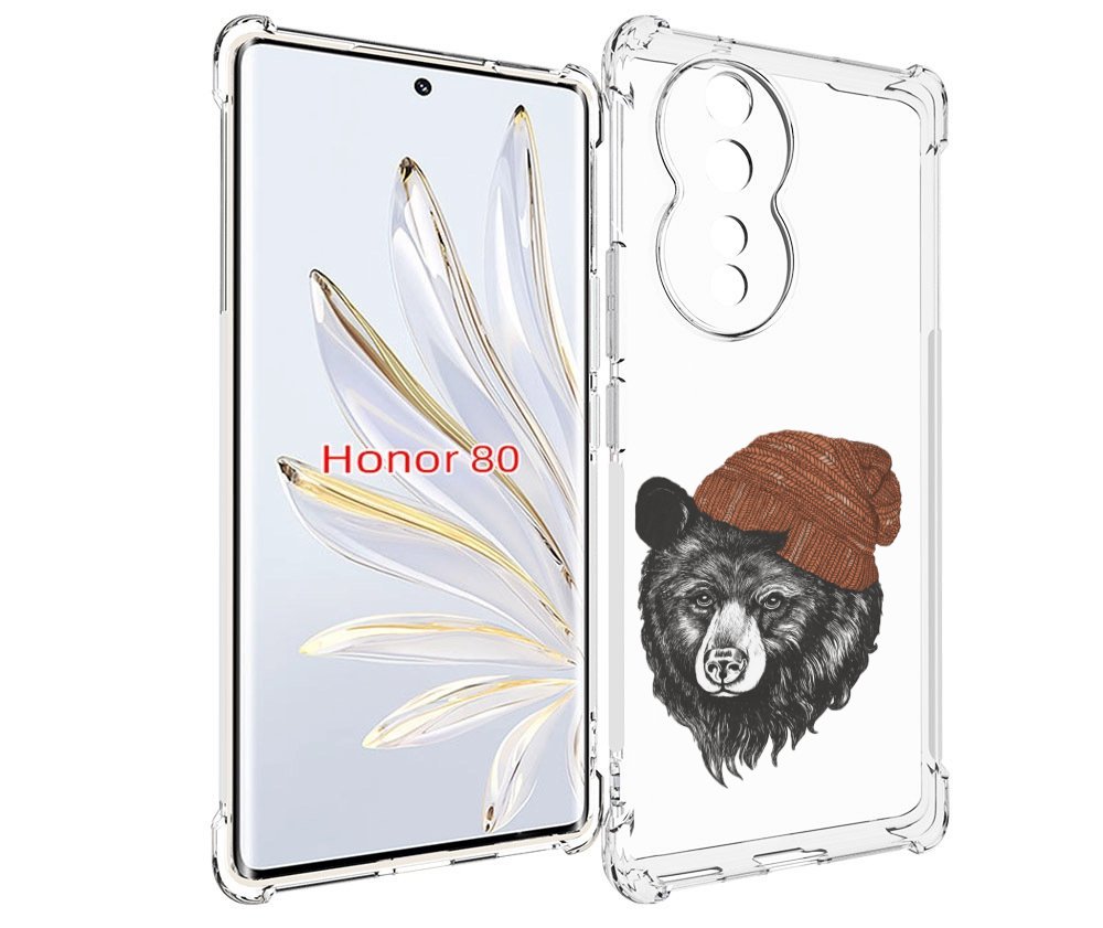 

Чехол MyPads Медведь в шапке 2 для Honor 80, Прозрачный, Tocco