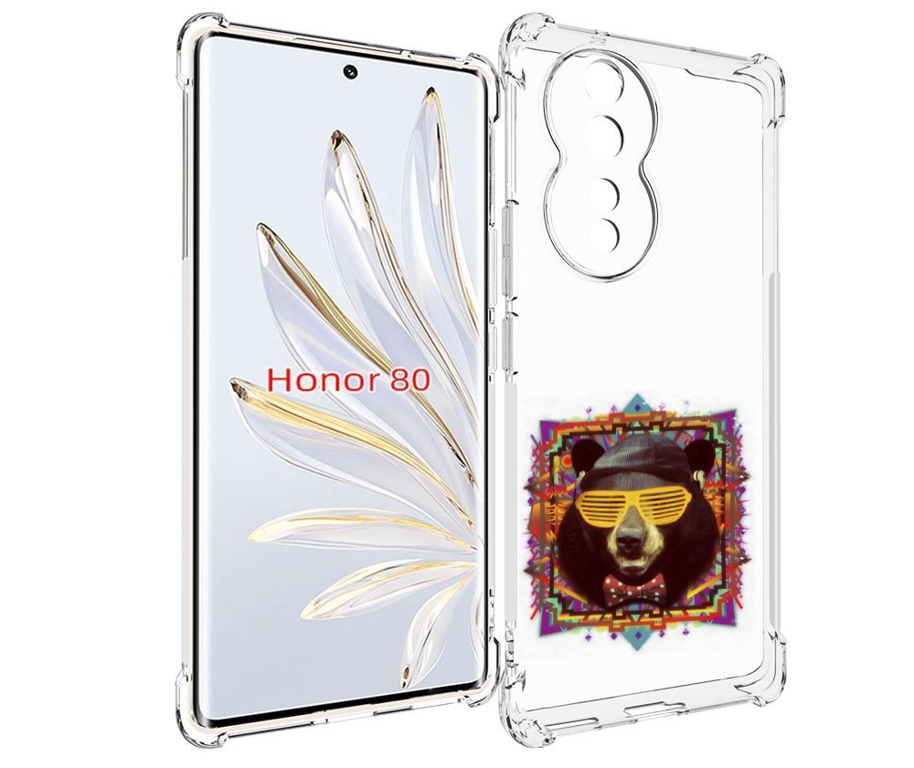 

Чехол MyPads Медведь в очках для Honor 80, Прозрачный, Tocco