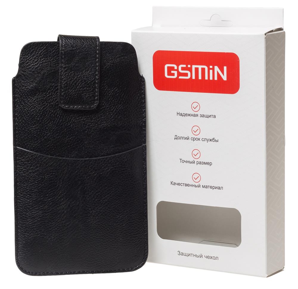 фото Чехол карман gsmin вертикальный на ремень универсальный 145x75 мм (4.7") (черный)