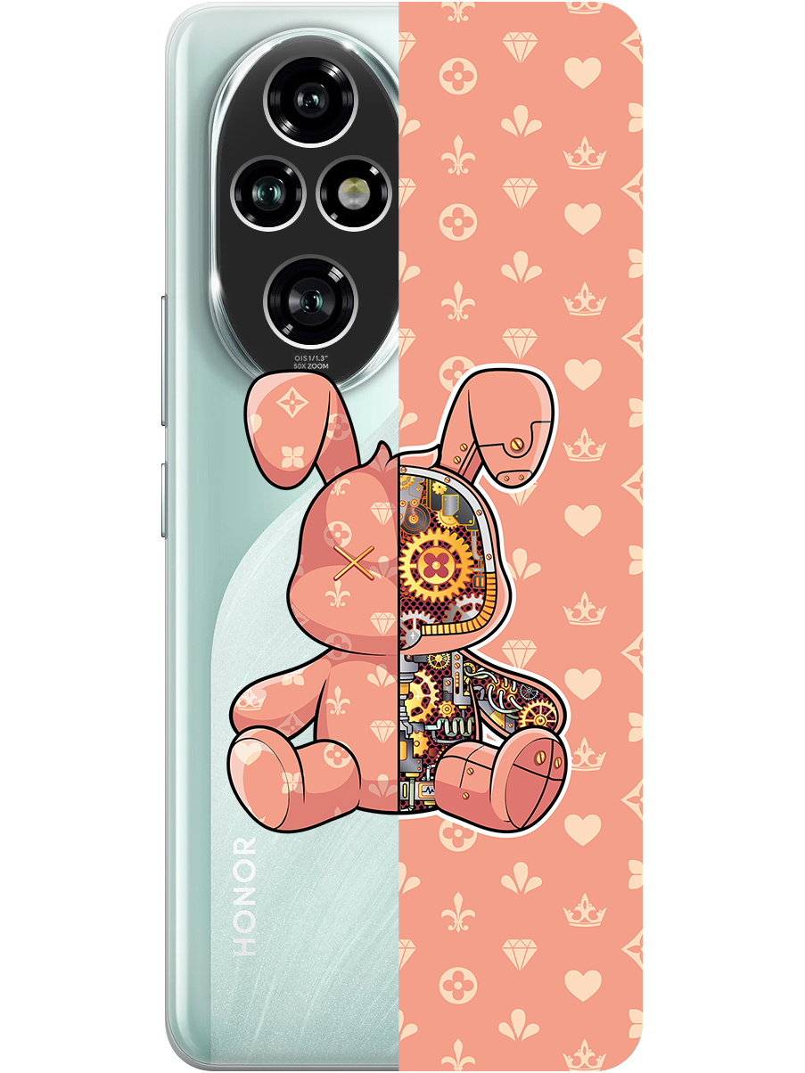 

Силиконовый чехол на Honor 200 pro с принтом "Персиковый Кролик с механизмом", Прозрачный;бежевый;оранжевый, 783979671