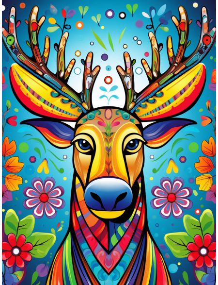 

Алмазная мозаика без подрамника Разноцветный олень, 50x40 см, 50 цветов, 68288, РА-539