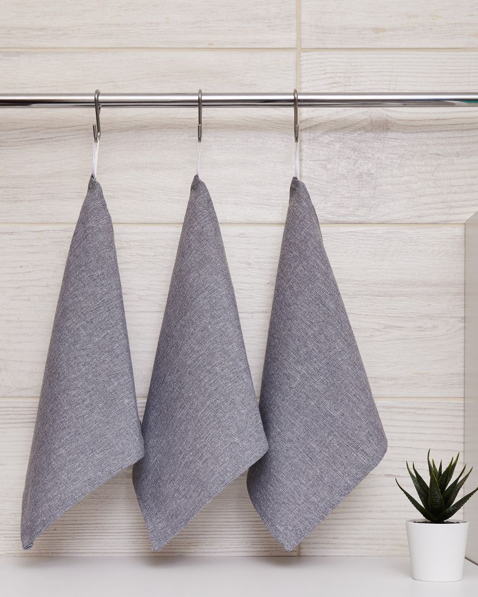 

Набор кухонных салфеток с петелькой из рогожки Все себе Заурядный; Набор из 3 штук размер, Серый, 6653 81141