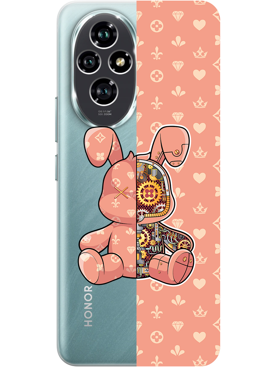 

Силиконовый чехол на Honor 200 с принтом "Персиковый Кролик с механизмом", Прозрачный;бежевый;оранжевый, 783978471