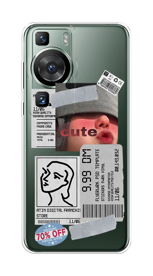 

Чехол на Huawei P60/P60 Pro "Cute girl collage", Розовый;серый;голубой, 6121150-6