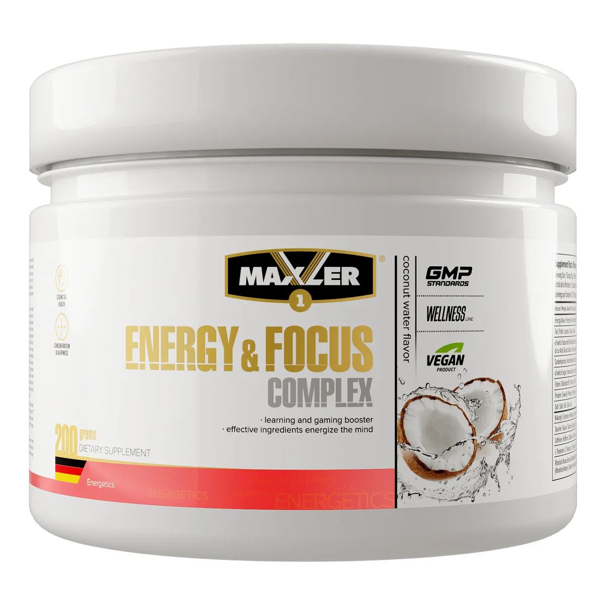 Maxler, Energy and Focus Complex, 200г (Кокосовая вода)