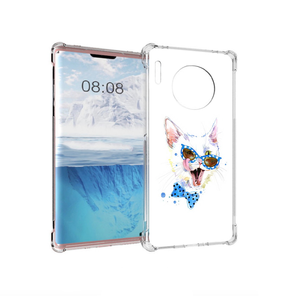 

Чехол MyPads Tocco для Huawei Mate 30 Pro белый кот, Прозрачный, Tocco