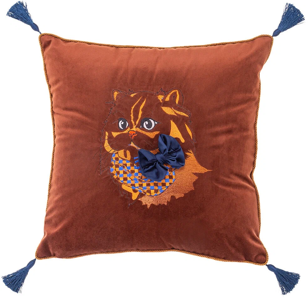 

Подушка декоративная "кот",45x45см,коричневый,100%пэ, Коричневый;синий