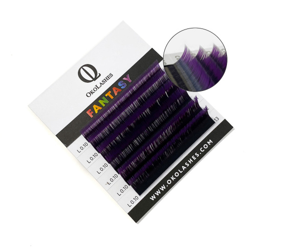 Ресницы Oko Lashes Professional Fantasy мини черно-пурпурный D 0.10 7-12 mix ресницы oko lashes fantasy неон желтый mix m 0 07 7 12 мм