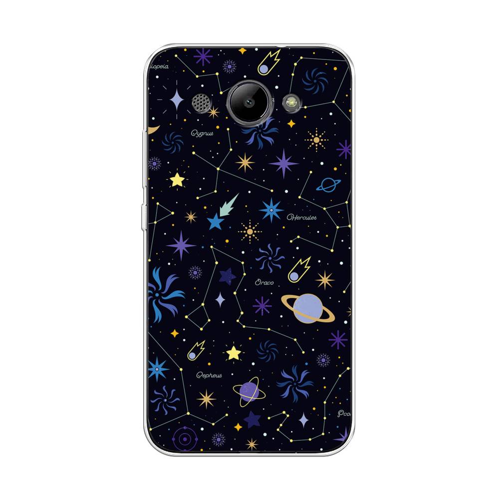 

Чехол на Huawei Y3 2017/2018 "Цветной космос", Желтый, 62650-2