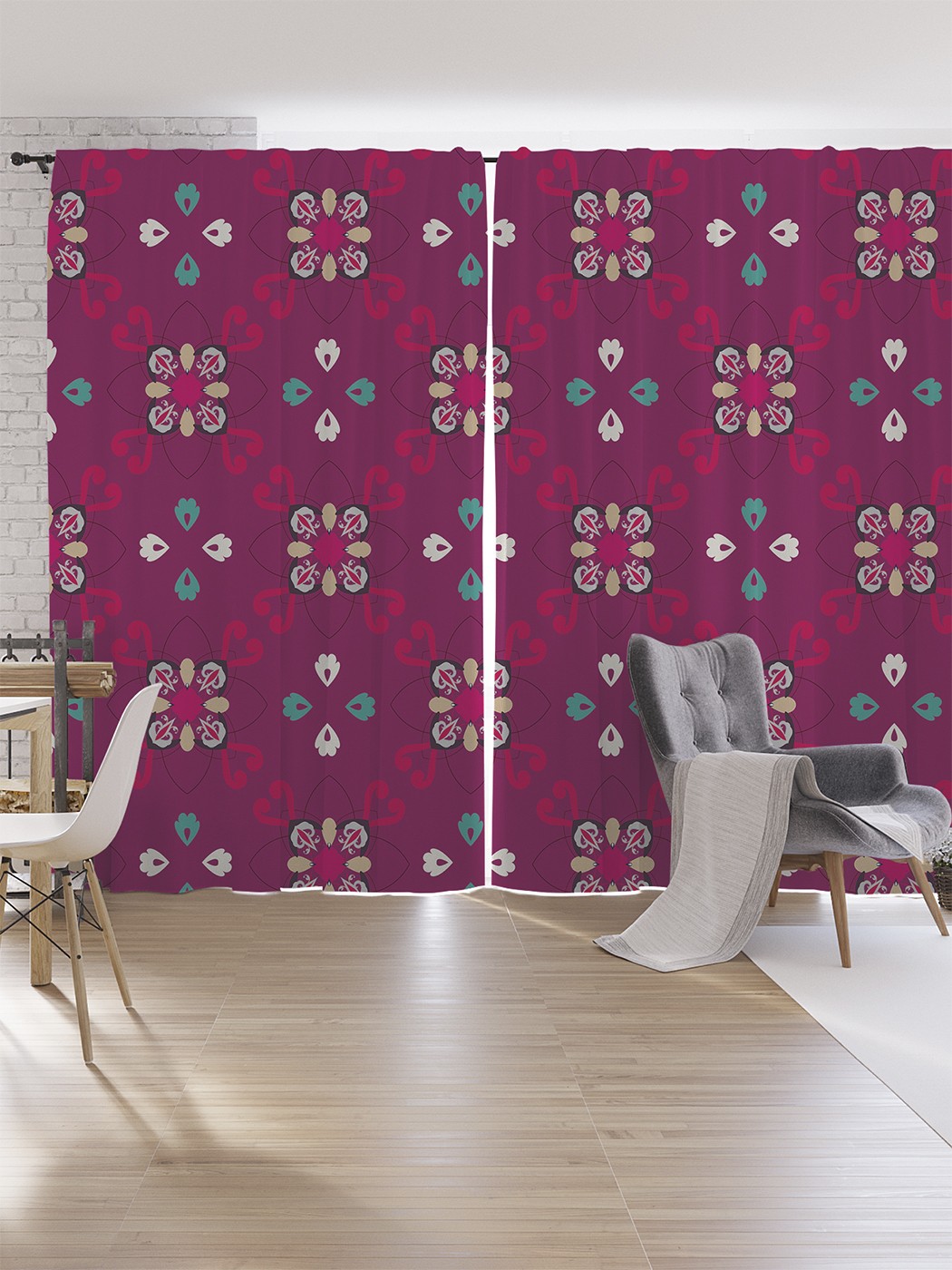 

Шторы под лён JoyArty "Простой орнамент", серия Oxford DeLux, 340х265 см, Простой орнамент