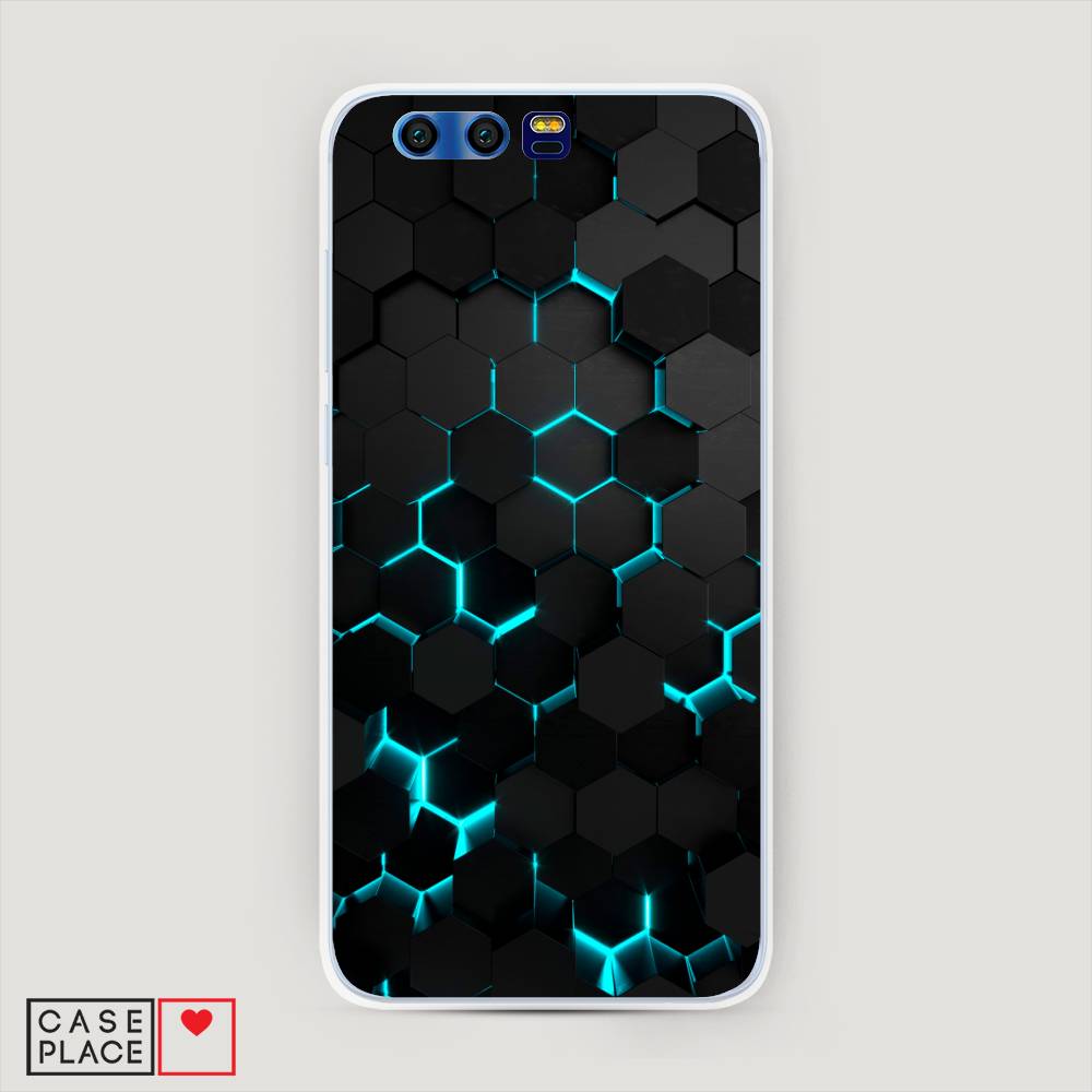 фото Чехол awog "соты бирюзовые" для honor 9