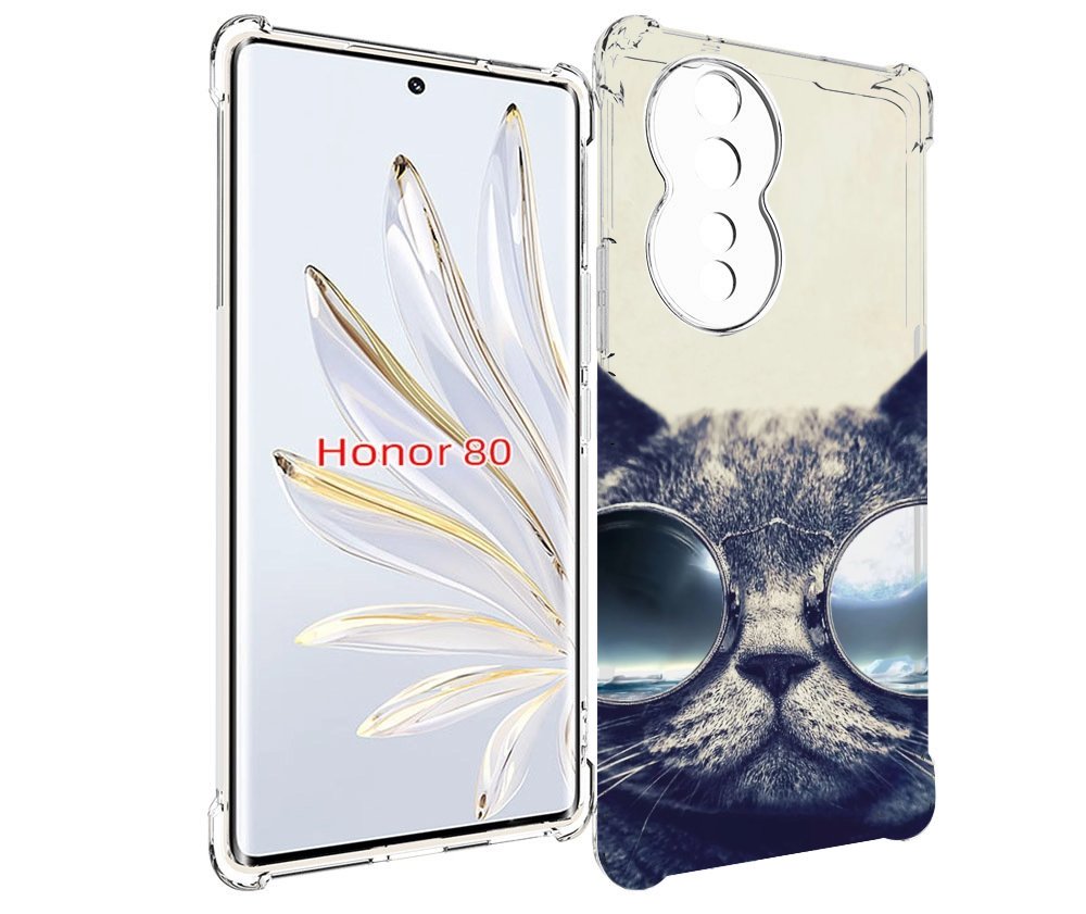 

Чехол MyPads Кот-в-очках-2 для Honor 80, Прозрачный, Tocco