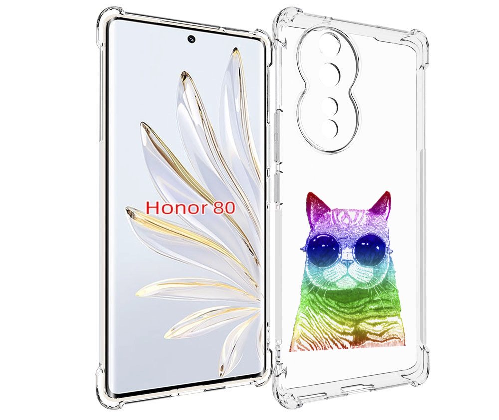 

Чехол MyPads Кот в очках для Honor 80, Прозрачный, Tocco