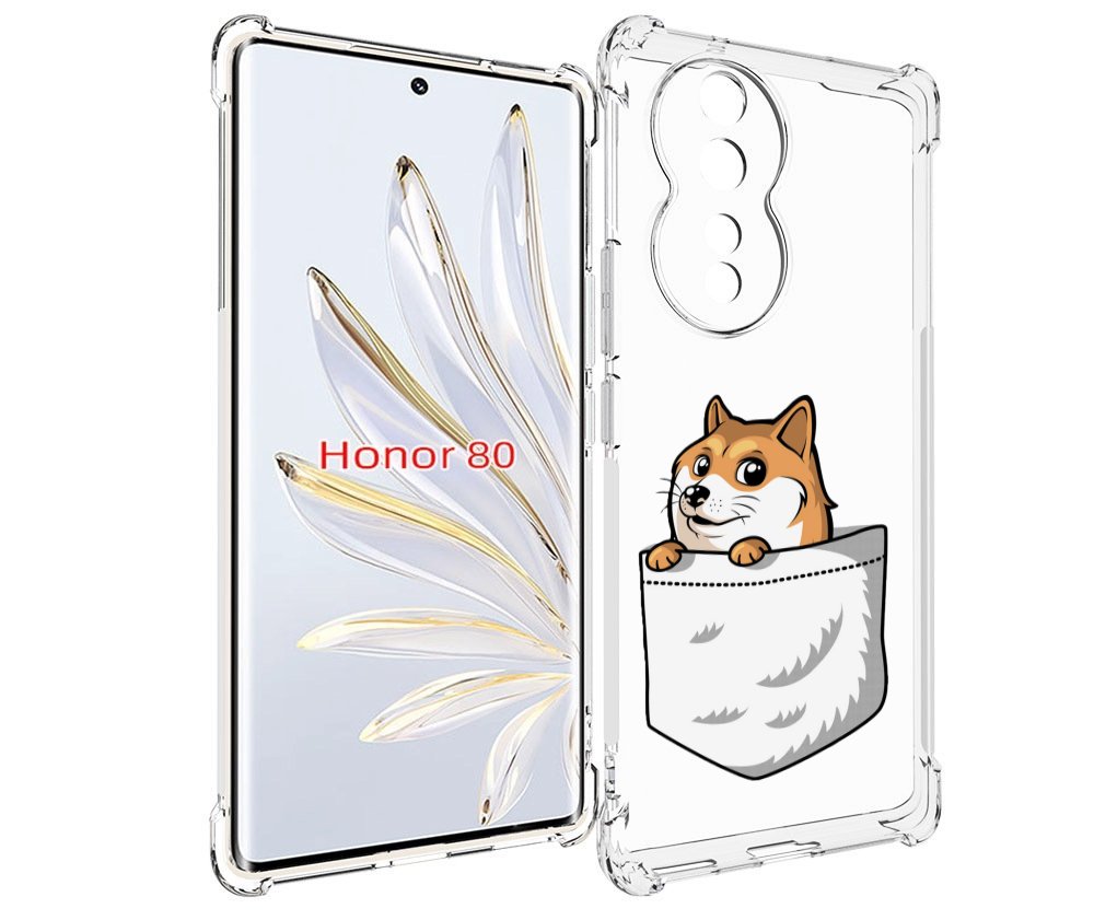 

Чехол MyPads Корги в кармане для Honor 80, Прозрачный, Tocco