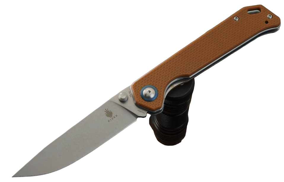 

Складной нож Kizer Knives Begleiter сталь VG 10, коричневая G-10, Коричневый