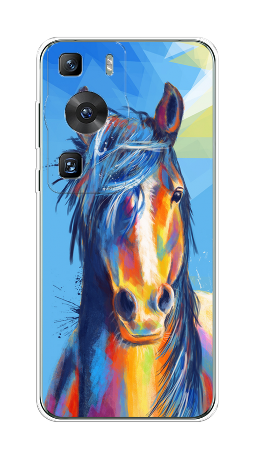 

Чехол на Huawei P60/P60 Pro "Лошадь арт 3", Голубой;желтый;синий, 6121150-1