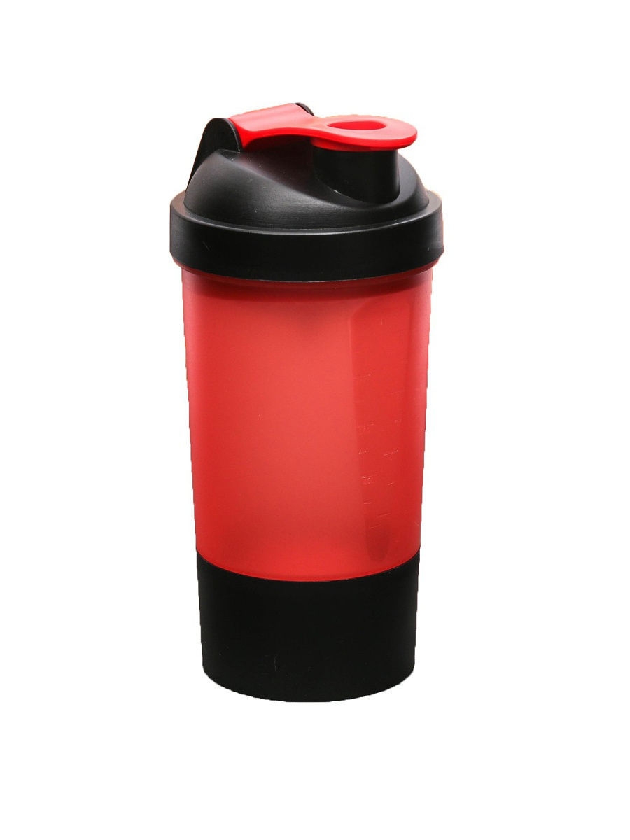 фото Шейкер спортивный с чашей под протеин, красно-чёрный, 500 мл nobrand