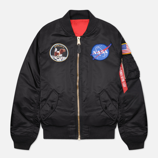 

Мужская куртка бомбер Alpha Industries MA-1 Apollo NASA чёрный, Размер M, Черный, MA-1 Apollo NASA