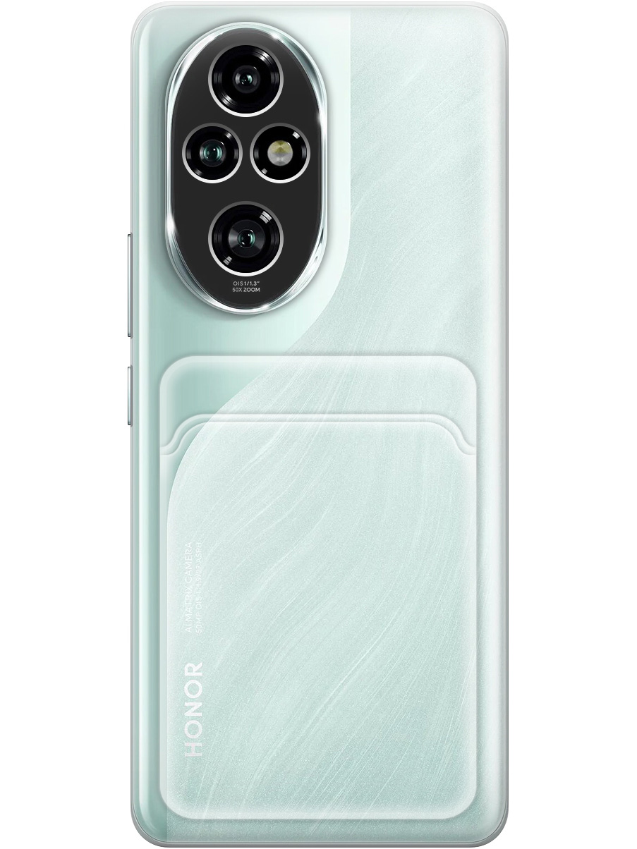 

Силиконовый чехол на Honor 200 pro с карманом для карты прозрачный, 783979631