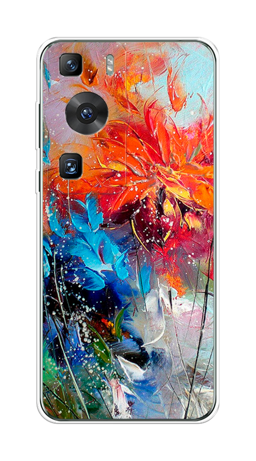 

Чехол на Huawei P60/P60 Pro "Абстрактные цветы", Оранжевый;синий, 6121150-4