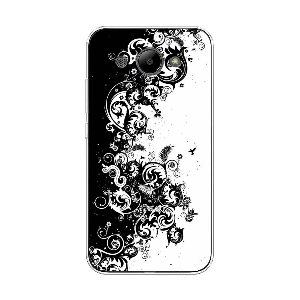 

Чехол на Huawei Y3 2017 "Черно белый узор", Белый;черный;серый, 62650-3