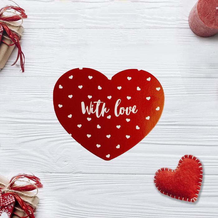 

Открытка-мини двойная «With Love», 7 х 6см(10 шт.), Разноцветный
